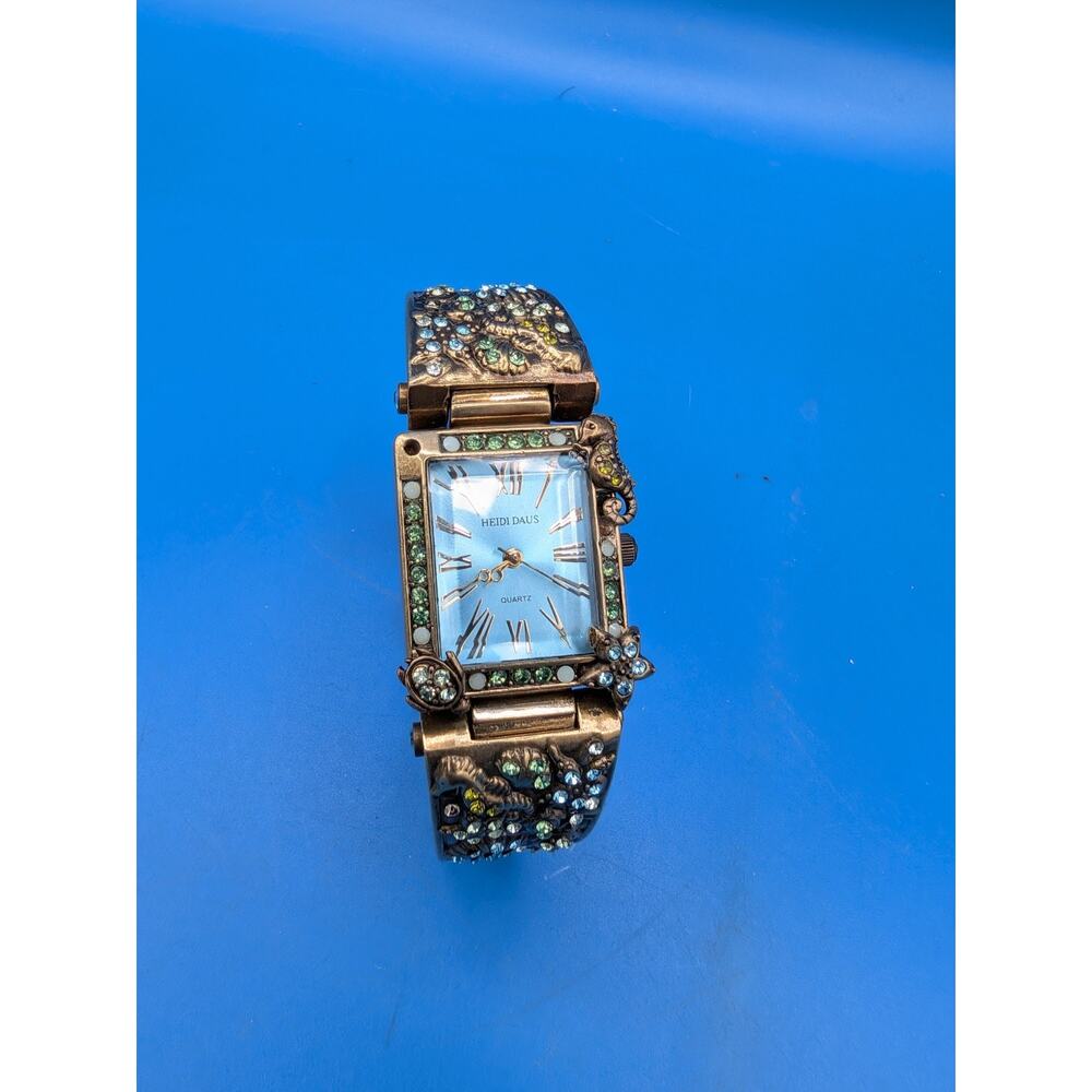 Heidi Daus Sea Life Colored Rhinestone Cuff Bracelet Watch - Larger Wrist